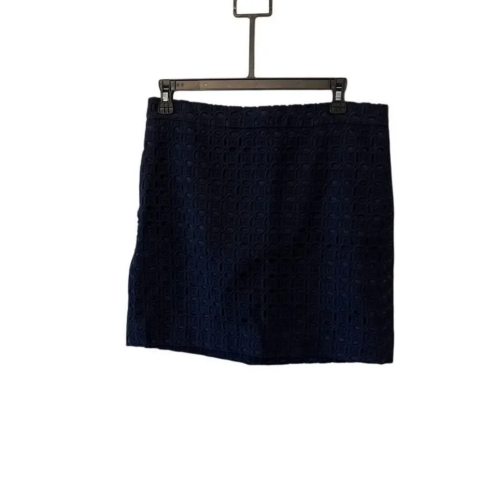J Crew eyelet blue mini skirt women’s skirt size 4 preppy classy feminine workwe